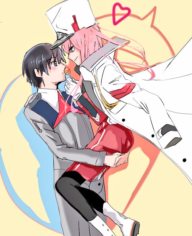 zero two and hiro (darling in the franxx) drawn by akamsilver