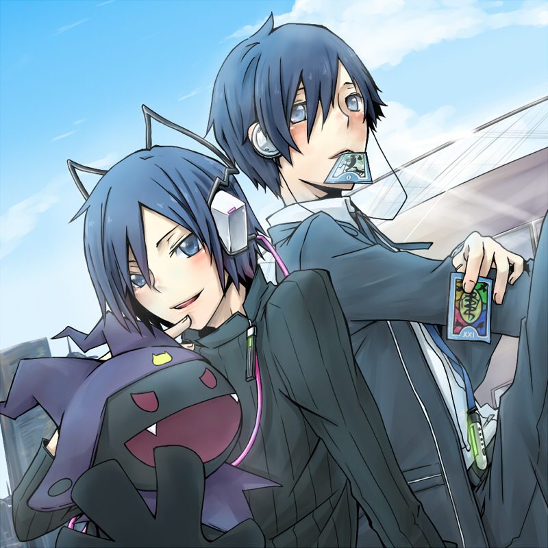 yuuki makoto, protagonist, and black frost (persona and 4 more) drawn by yxyunxy