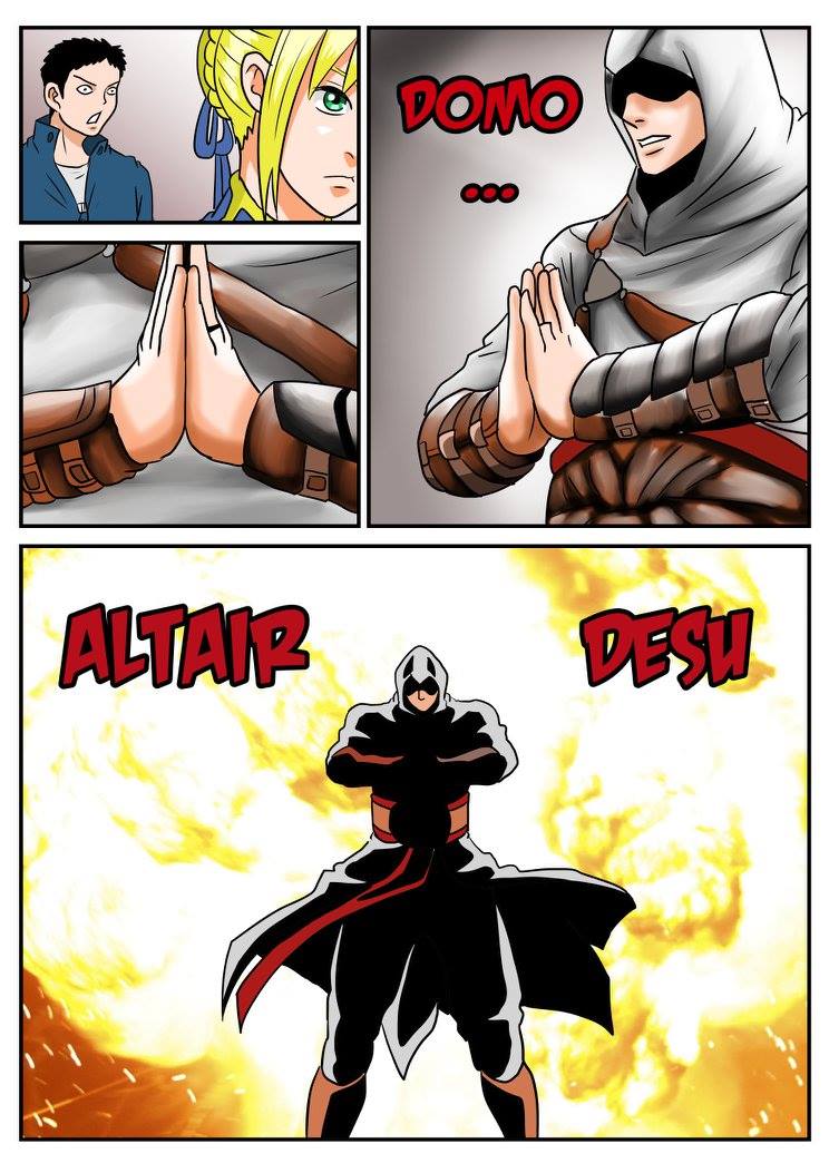 artoria pendragon, saber, and altair ibn la-ahad (fate and 3 more) drawn by amsal_samuel