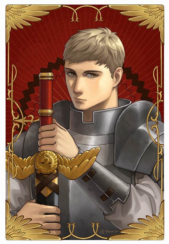 laios touden, winged lion, and kensuke (dungeon meshi) drawn by pekoe-ji