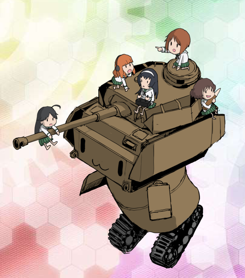 nishizumi miho, rensouhou-chan, akiyama yukari, takebe saori, fairy, and 2 more (kantai collection and 1 more) drawn by boushi-ya