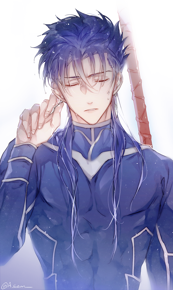 cu chulainn (fate and 1 more) drawn by h_sueun