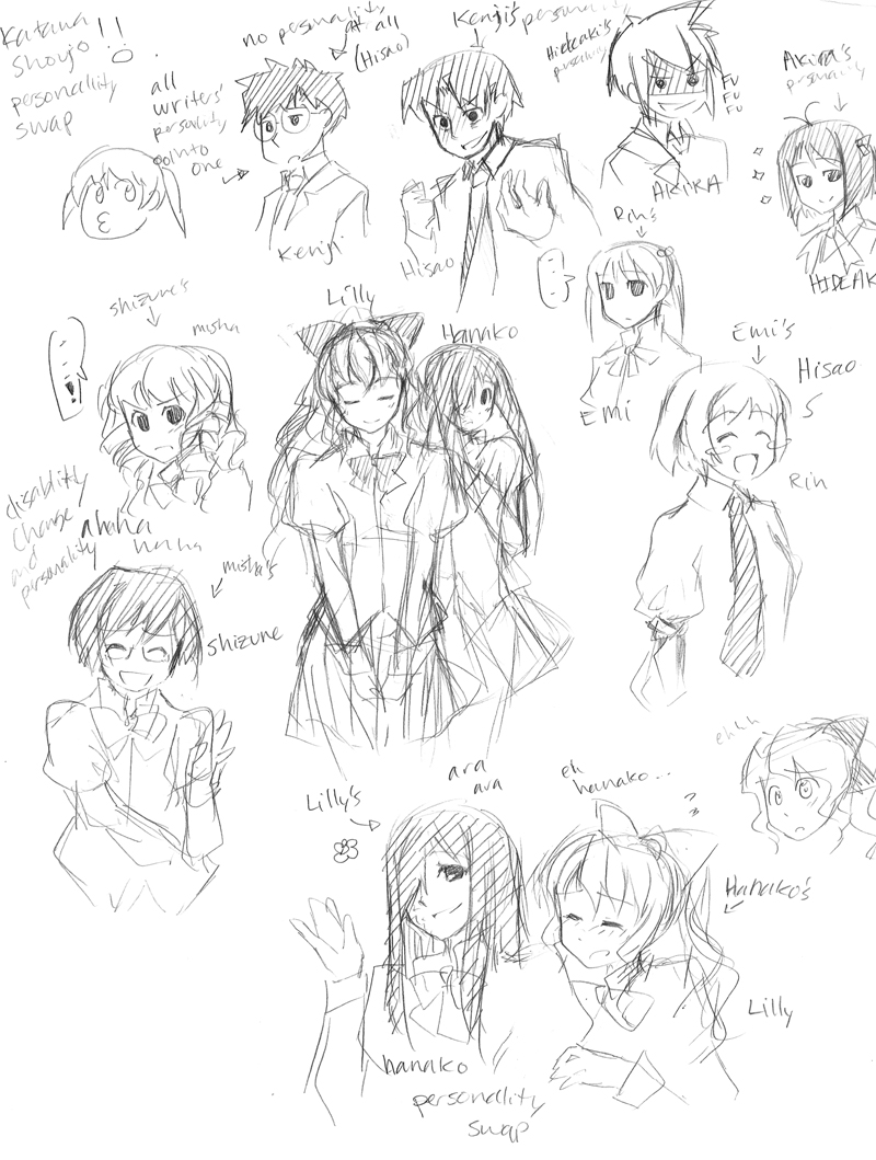 ikezawa hanako, satou lilly, tezuka rin, ibarazaki emi, hakamichi shizune, and 5 more (katawa shoujo) drawn by weee_(raemz)