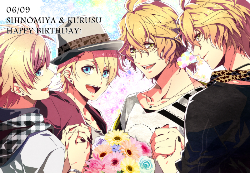 kurusu shou, shinomiya natsuki, shinomiya satsuki, and kurusu kaoru (uta no prince-sama) drawn by monokuropengin