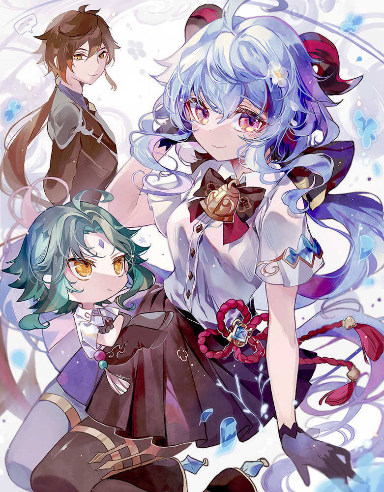 ganyu, zhongli, and xiao (genshin impact) drawn by coco7