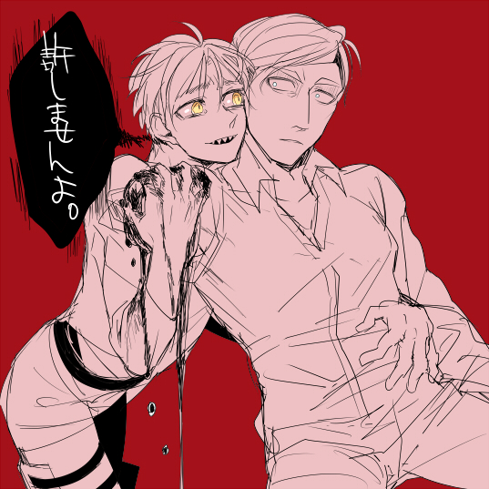 eren yeager and erwin smith (shingeki no kyojin) drawn by kichi0118