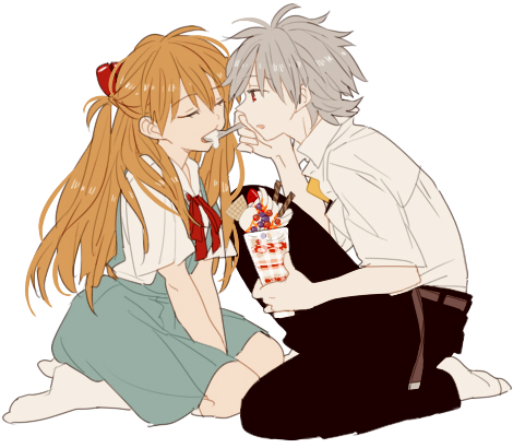 souryuu asuka langley and nagisa kaworu (neon genesis evangelion) drawn by 0930erina