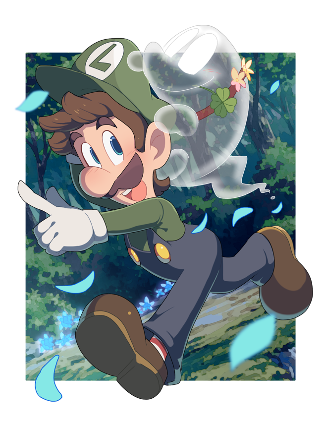 luigi and polterpup (mario and 1 more) drawn by hoshikuzu_pan