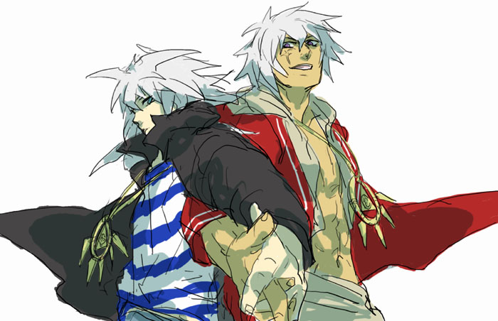 yami bakura, bakura ryou, and touzokuou bakura (yu-gi-oh! and 1 more) drawn by tsuneko_(trauma)