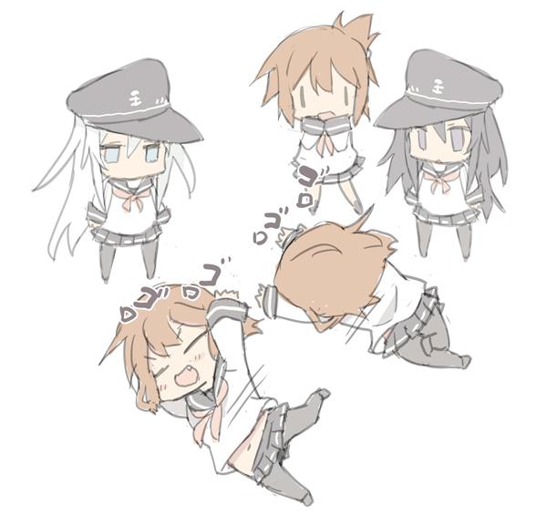 hibiki, inazuma, ikazuchi, and akatsuki (kantai collection) drawn by blade_(galaxist)