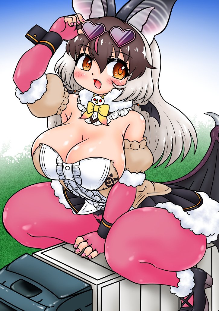 brown long-eared bat (kemono friends and 1 more) drawn by edamamezooooo