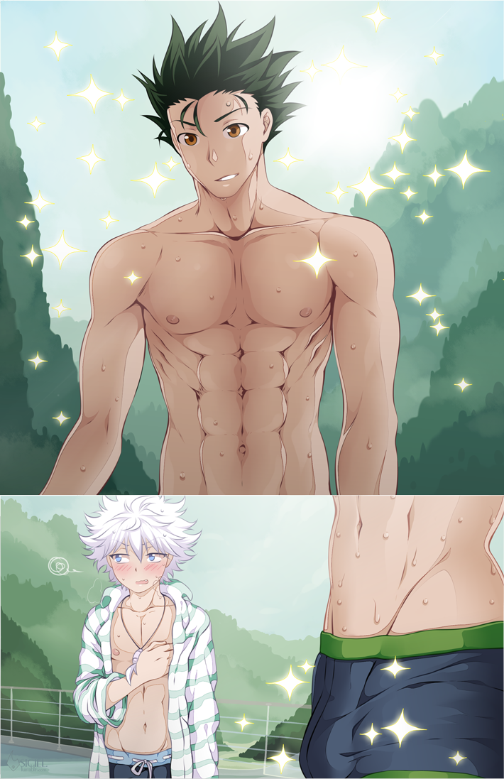 killua zoldyck and gon freecss (hunter x hunter) drawn by shailo