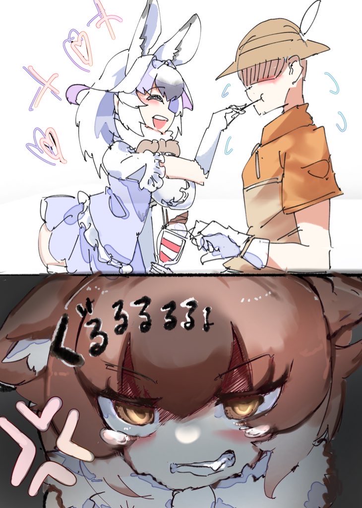 captain, dhole, and snowshoe hare (kemono friends and 1 more) drawn by 100maru