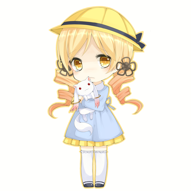 tomoe mami and kyubey (mahou shoujo madoka magica) drawn by toma_tokage