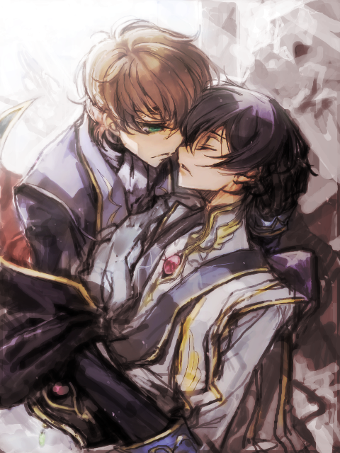 lelouch vi britannia, kururugi suzaku, and zero (code geass) drawn by c_(rahit)