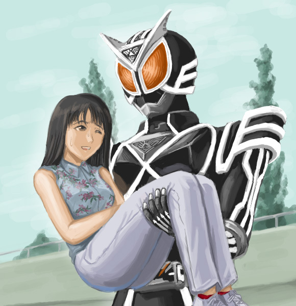 kamen rider delta and kimura saya (kamen rider and 1 more) drawn by stmk64