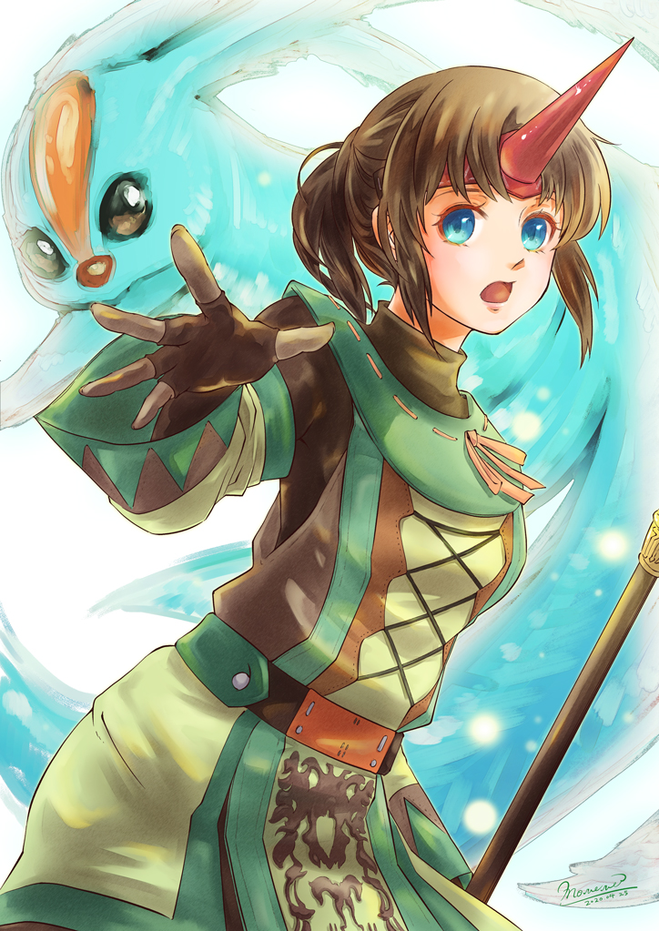 adventurer, carbuncle, and summoner (final fantasy and 1 more) drawn by morere