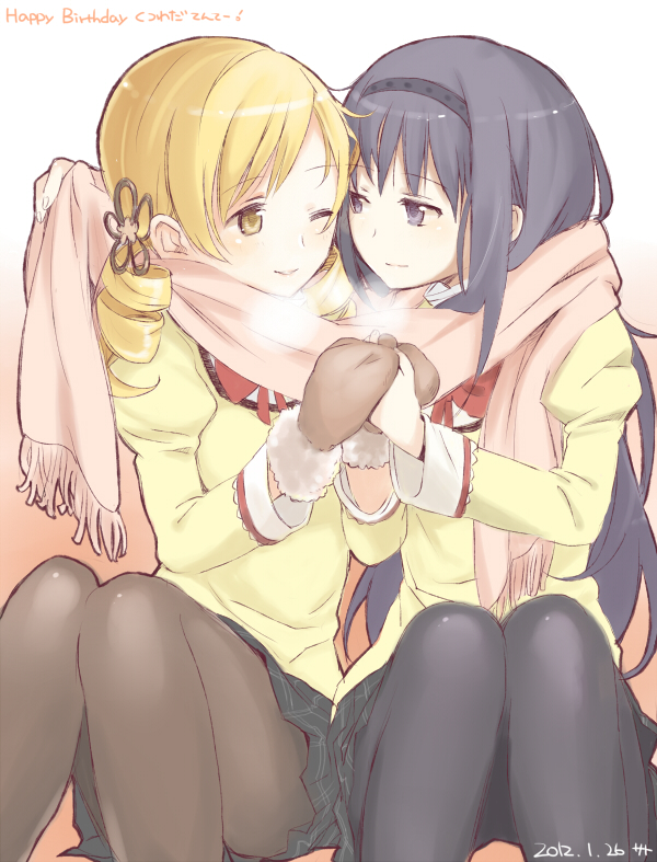 akemi homura and tomoe mami (mahou shoujo madoka magica) drawn by kamekoya_sato