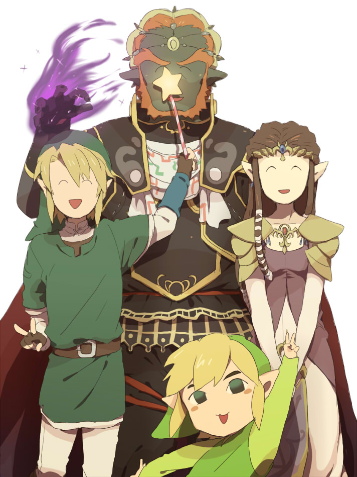 link, princess zelda, toon link, and ganondorf (the legend of zelda and 3 more) drawn by gabu_kichi