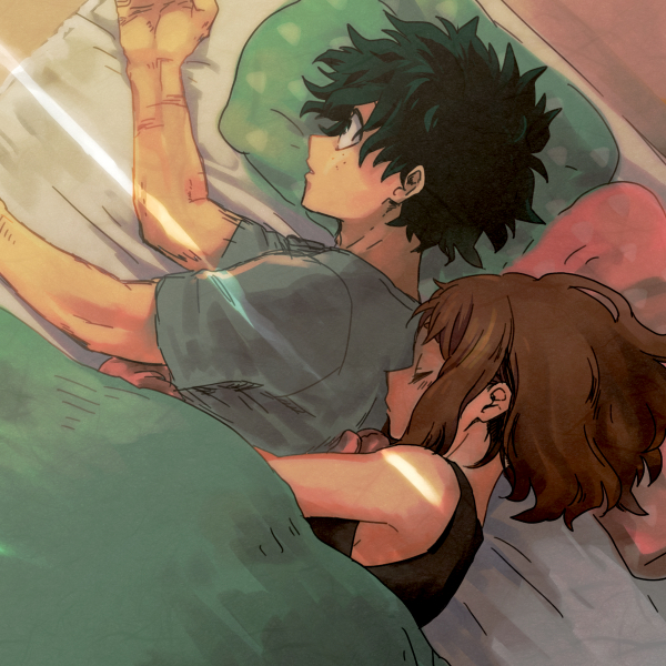 midoriya izuku and uraraka ochaco (boku no hero academia) drawn by hk_(nt)