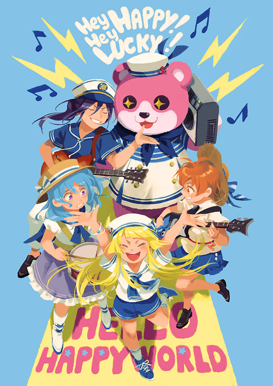 tsurumaki kokoro, okusawa misaki, matsubara kanon, seta kaoru, michelle, and 1 more (bang dream!) drawn by loveariddle