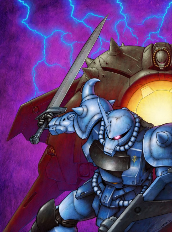 gouf custom and apsalus ii (gundam and 1 more) drawn by nakamura_jun'ichi