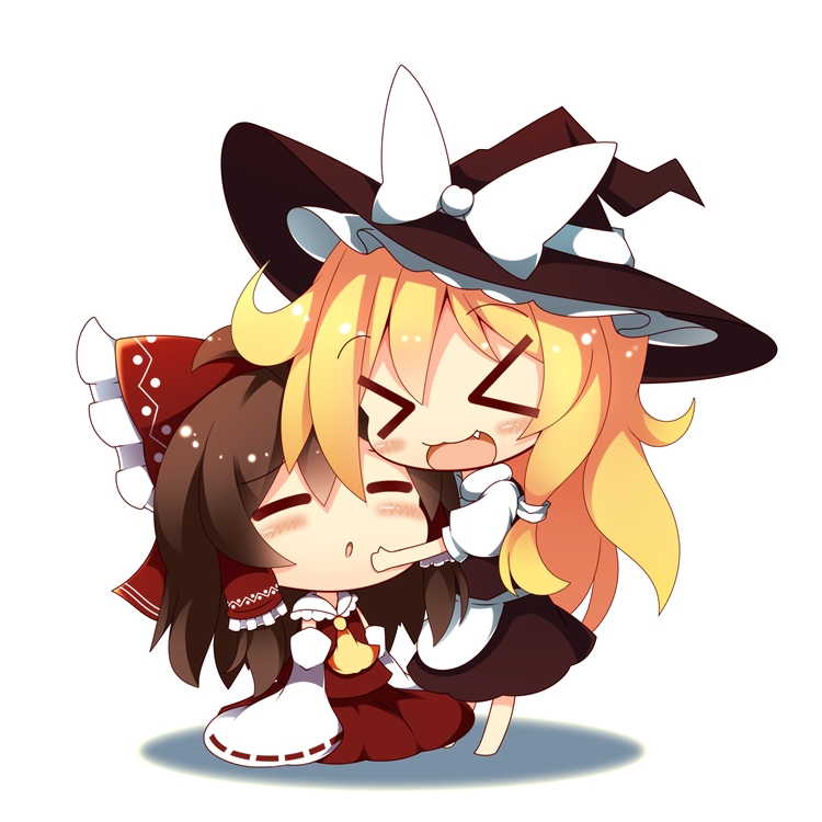 hakurei reimu and kirisame marisa (touhou) drawn by beni_shake