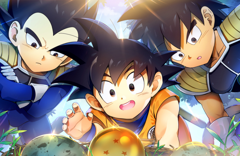 son goku, vegeta, and broly (dragon ball and 3 more) drawn by libeuo_(liveolivel)