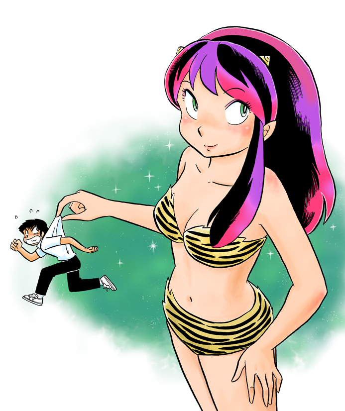 lum and moroboshi ataru (urusei yatsura) drawn by uesuto_(westriver)