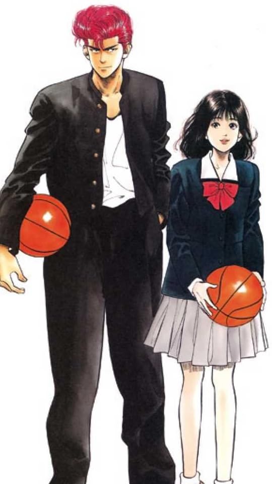 sakuragi hanamichi and akagi haruko (slam dunk) drawn by inoue_takehiko