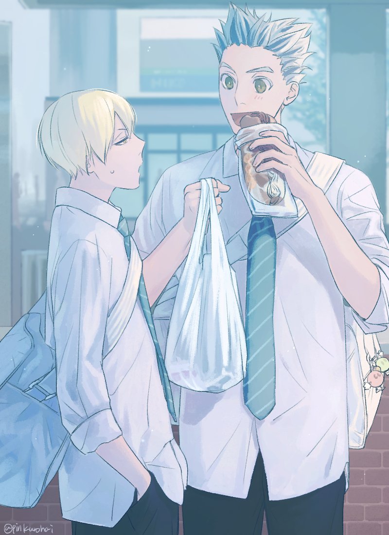 bokuto koutarou and konoha akinori (haikyuu!!) drawn by pinkurohai