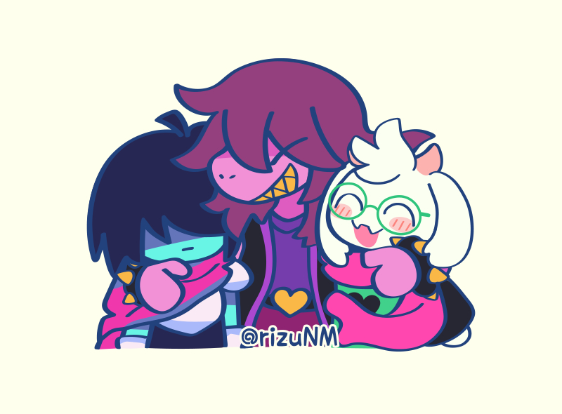 kris, ralsei, and susie (deltarune) drawn by rizu_(rizunm)