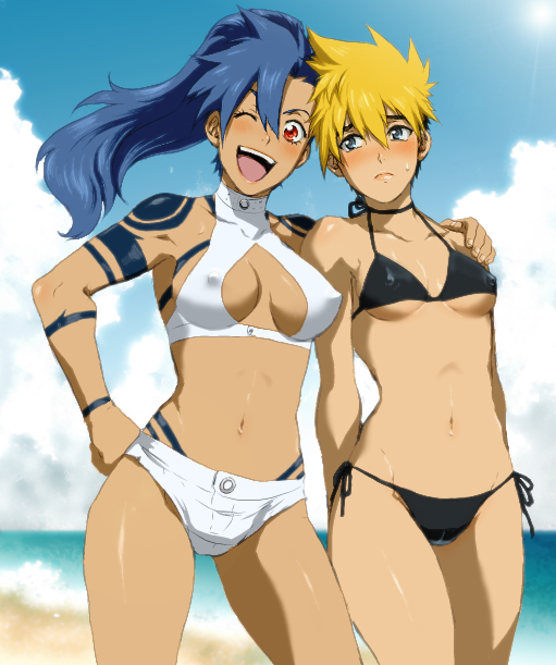 kamina and kittan bachika (tengen toppa gurren lagann) drawn by matsukaze_yukiji