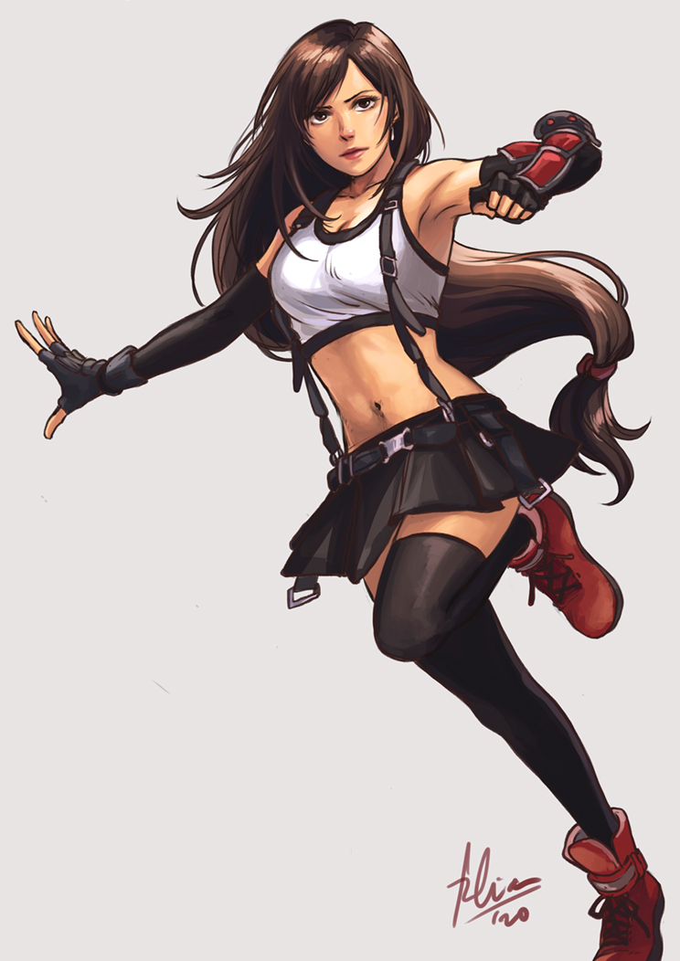 tifa lockhart (final fantasy and 2 more) drawn by felia_hanakata