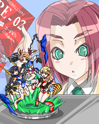 kouzuki kallen, fukuzawa yumi, toudou shimako, and shimazu yoshino (code geass and 1 more) drawn by eenen