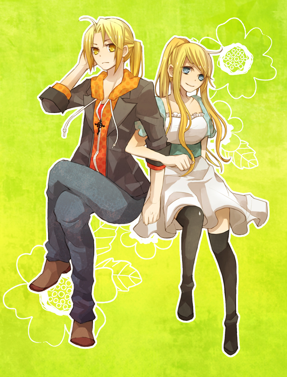 edward elric and winry rockbell (fullmetal alchemist) drawn by cro_(no-pixiv-no-life)