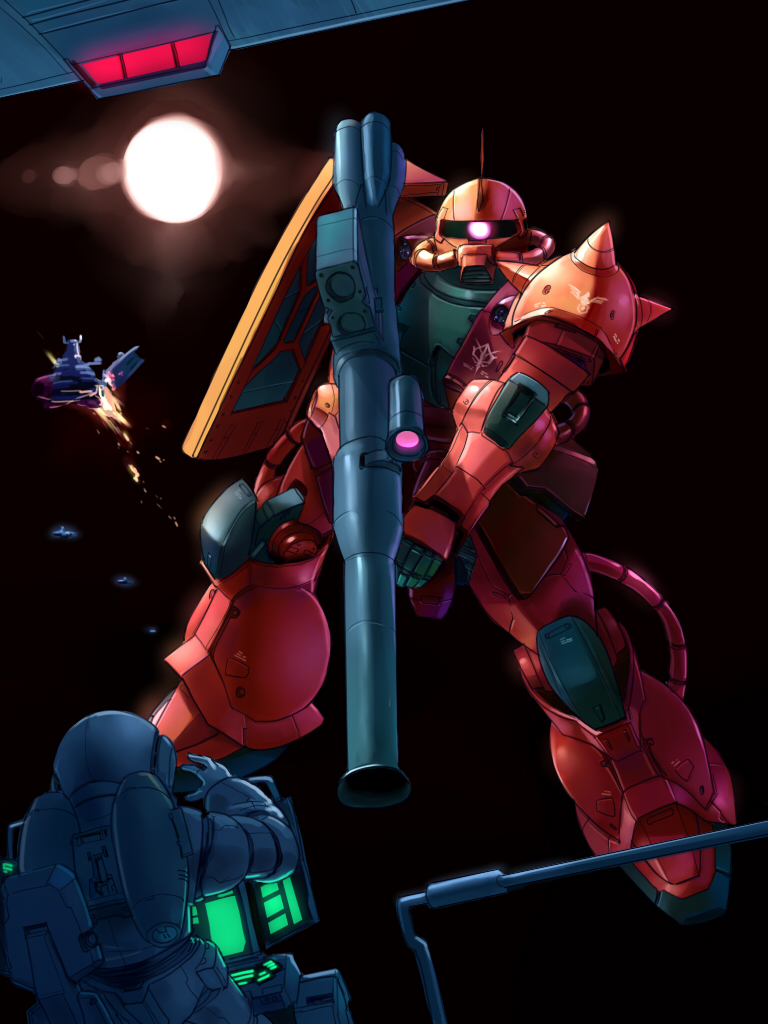 zaku ii and zaku ii s char custom (gundam and 2 more) drawn by inui_(jt1116)