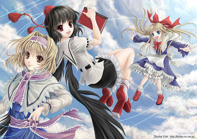 alice margatroid, shameimaru aya, and shanghai doll (touhou) drawn by yuki_shuuka
