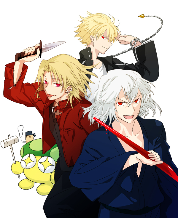 gilgamesh, tohno shiki, shirazumi lio, and nasu kinoko (fate and 4 more) drawn by kuroi_nyan