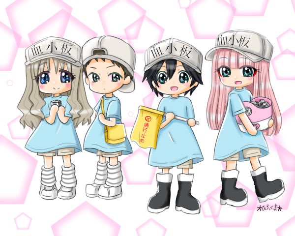 zero two, hiro, platelet, kokoro, and mitsuru (darling in the franxx and 1 more) drawn by rirakkumahiroko