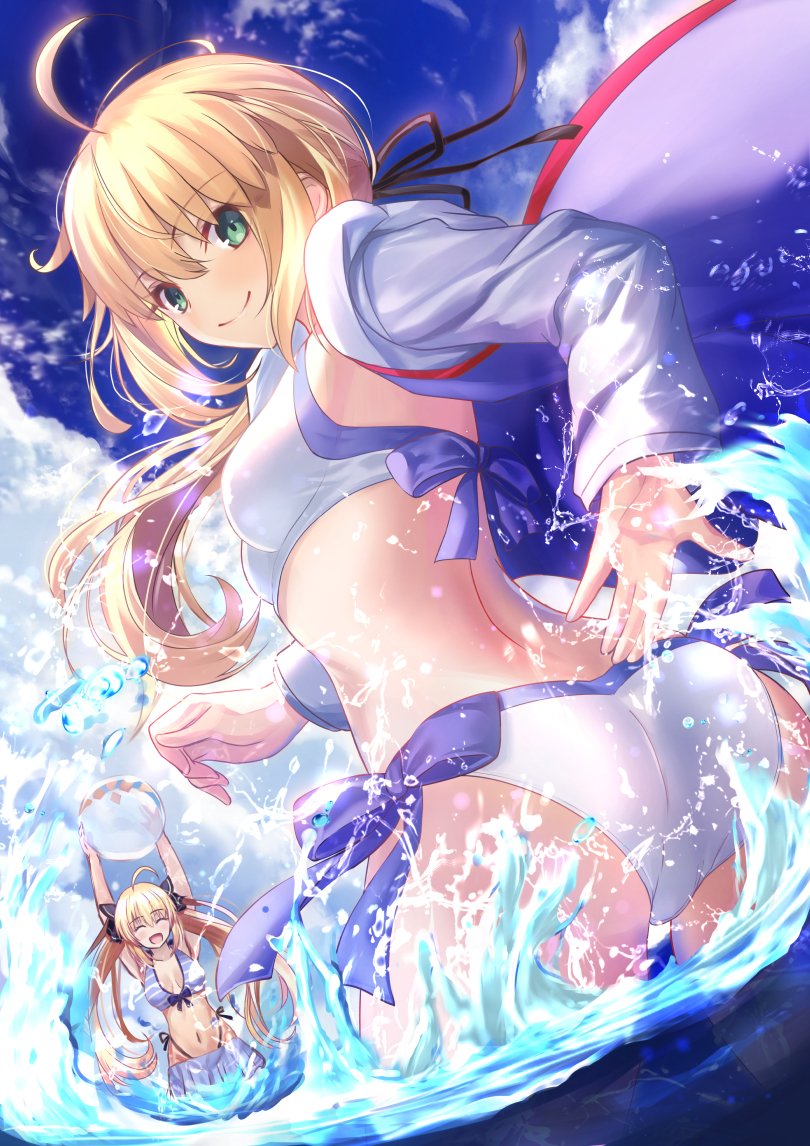 artoria pendragon, saber, and artoria caster (fate and 1 more) drawn by neko_daruma