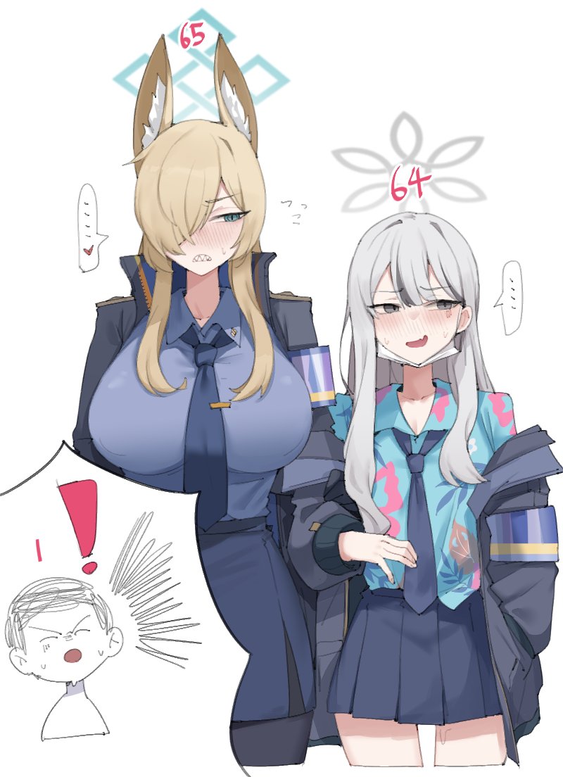 sensei, doodle sensei, kanna, and konoka (blue archive) drawn by gurenola