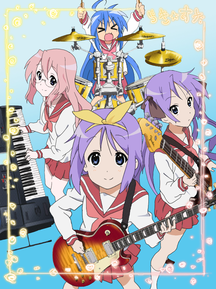 hiiragi kagami, izumi konata, hiiragi tsukasa, and takara miyuki (k-on! and 1 more) drawn by niea_7stars
