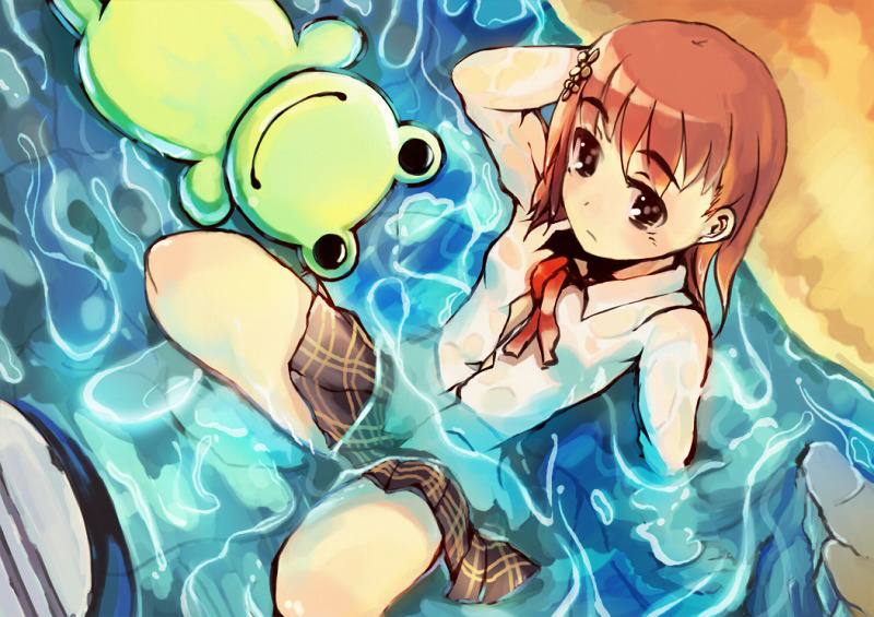 misaka mikoto and gekota (toaru majutsu no index and 1 more) drawn by muruaka