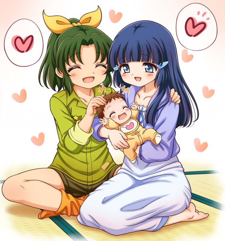 midorikawa nao, aoki reika, and midorikawa yui (precure and 1 more) drawn by kuga_yoshito