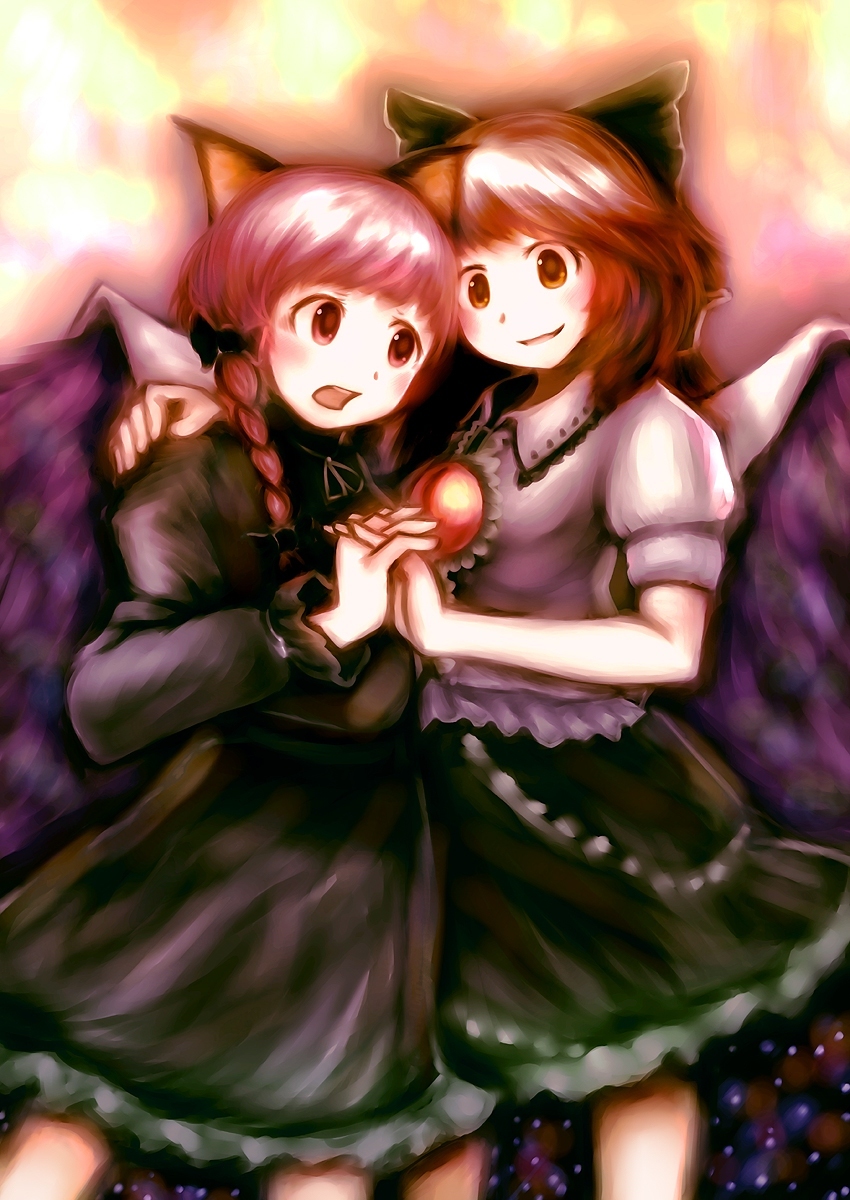 kaenbyou rin and reiuji utsuho (touhou) drawn by shuu_(sirokumasabu)