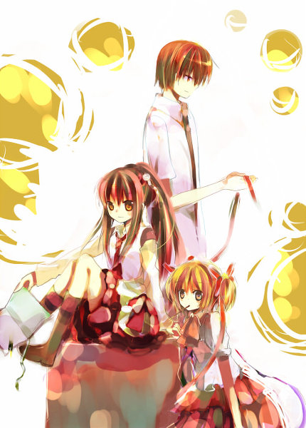 natsume rin, kamikita komari, and natsume kyousuke (little busters!) drawn by mikimura