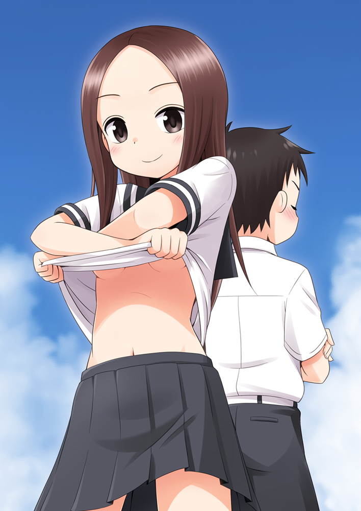 takagi-san and nishikata (karakai jouzu no takagi-san) drawn by haruna_mao