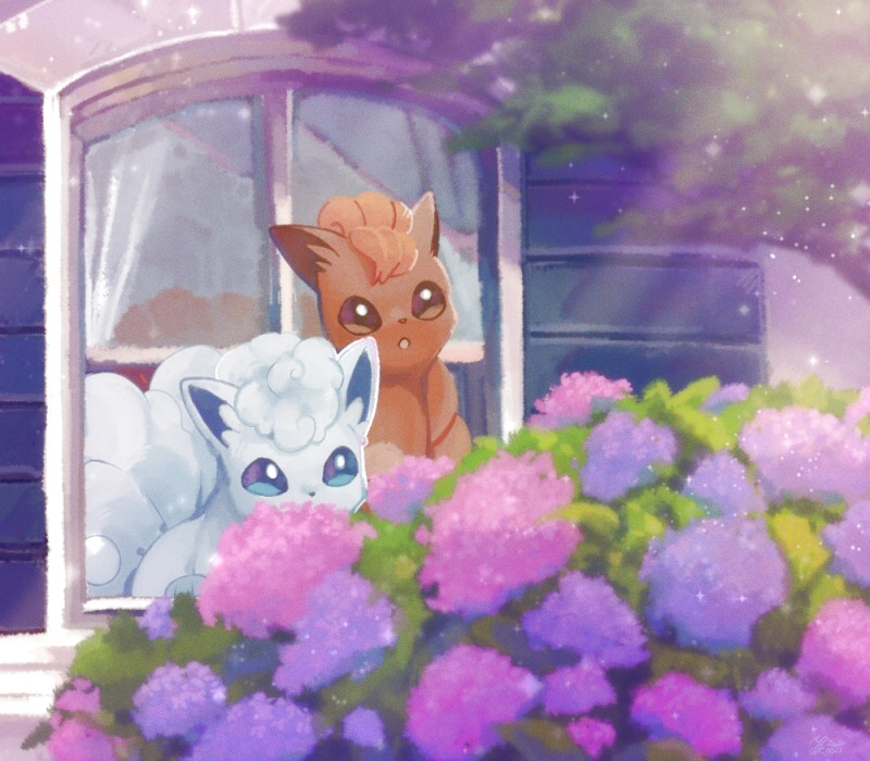 alolan vulpix and vulpix (pokemon) drawn by yukichi_(tsuknak1)