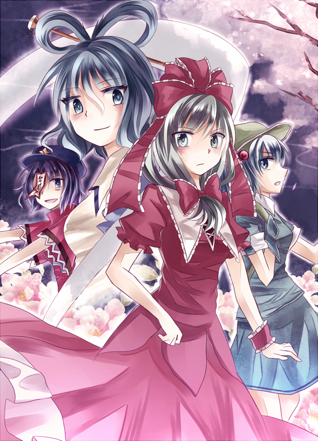 kawashiro nitori, kagiyama hina, kaku seiga, and miyako yoshika (touhou) drawn by miyakure
